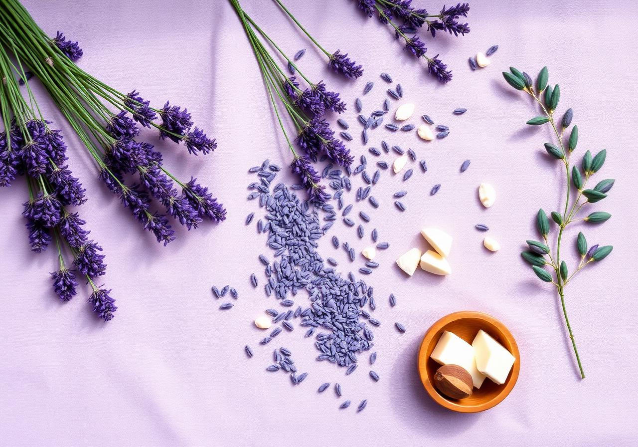 Ingrédients naturels : fleurs de lavande fraîche et séchée, beurre de karité, olive et coco bio