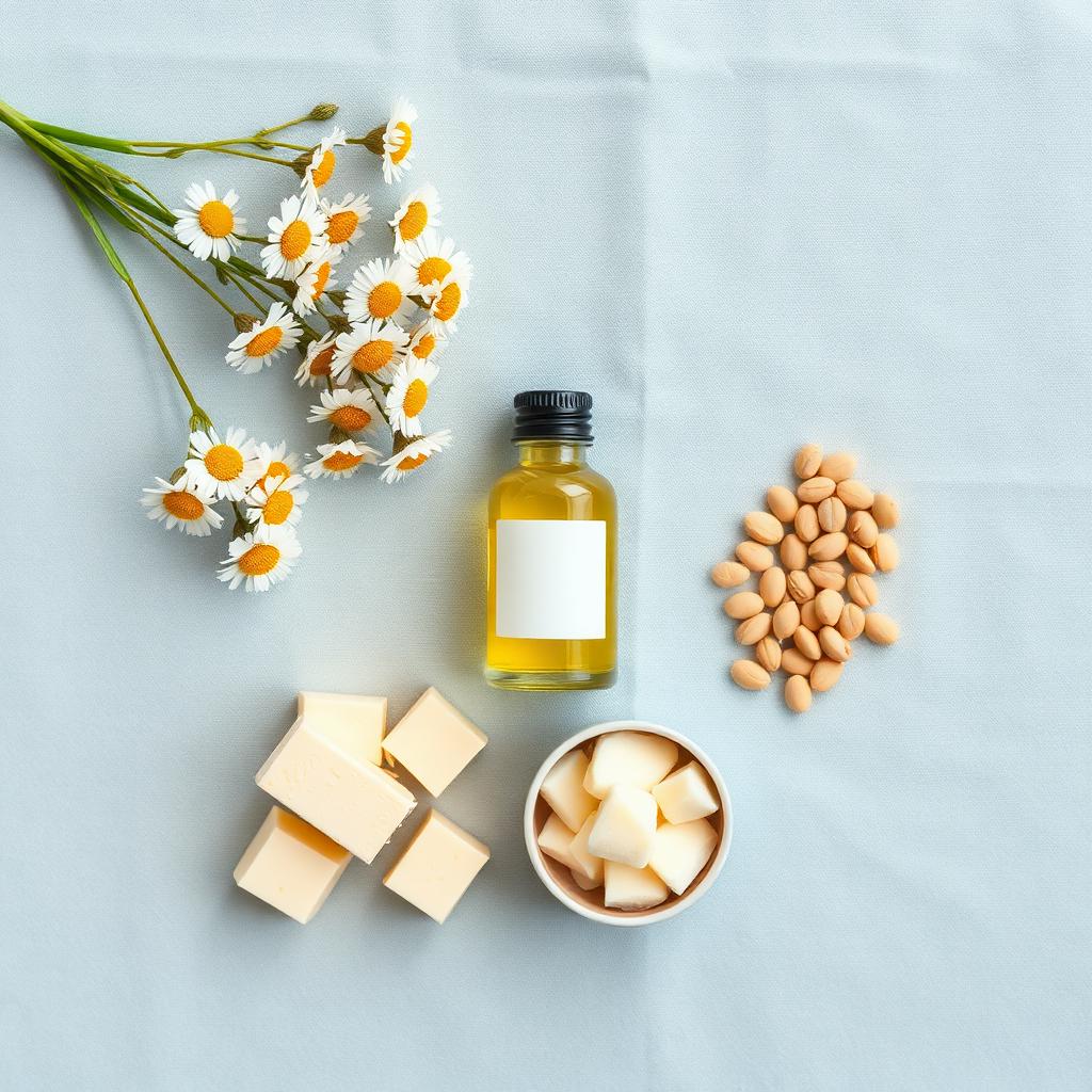 Ingrédients naturels : camomille, amande douce, karité, coco et jojoba