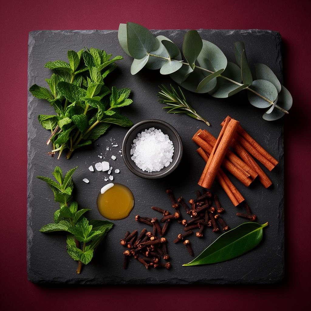 Ingrédients naturels : eucalyptus, menthe poivrée, camphre, cannelle, clou de girofle, cajeput et macadamia