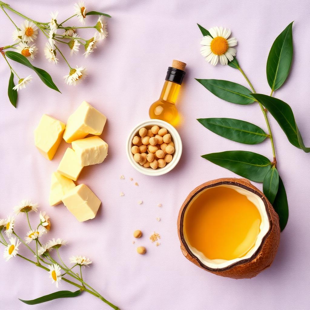 Ingrédients naturels : karité, jojoba, camellia, camomille et coco