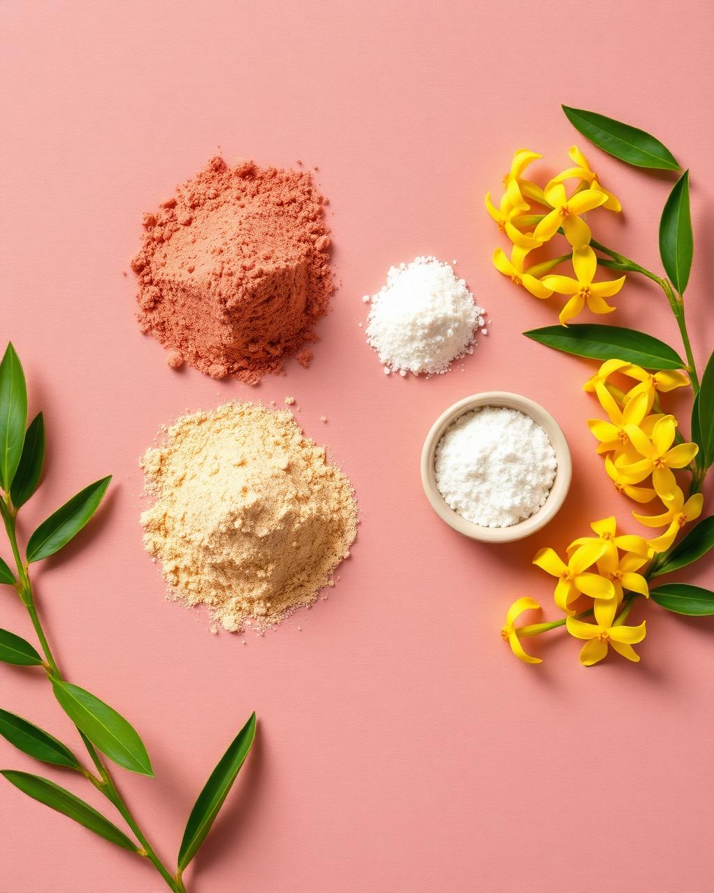 Ingrédients naturels : argile rouge, kaolin blanc, bicarbonate et fleurs d'Ylang-Ylang