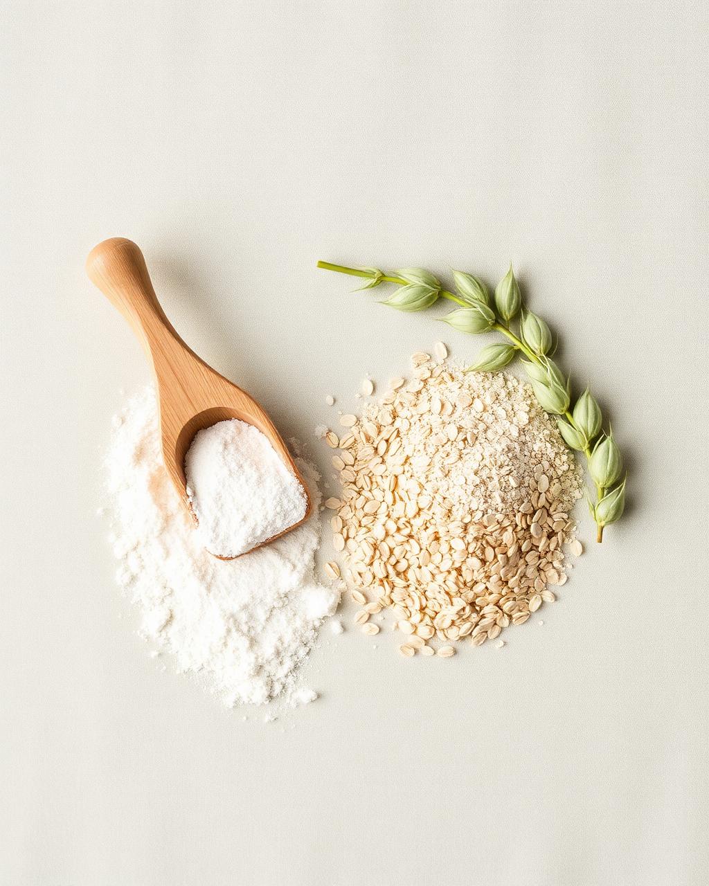 Ingrédients naturels : argile blanche kaolin, bicarbonate de sodium et farine d'avoine biologique