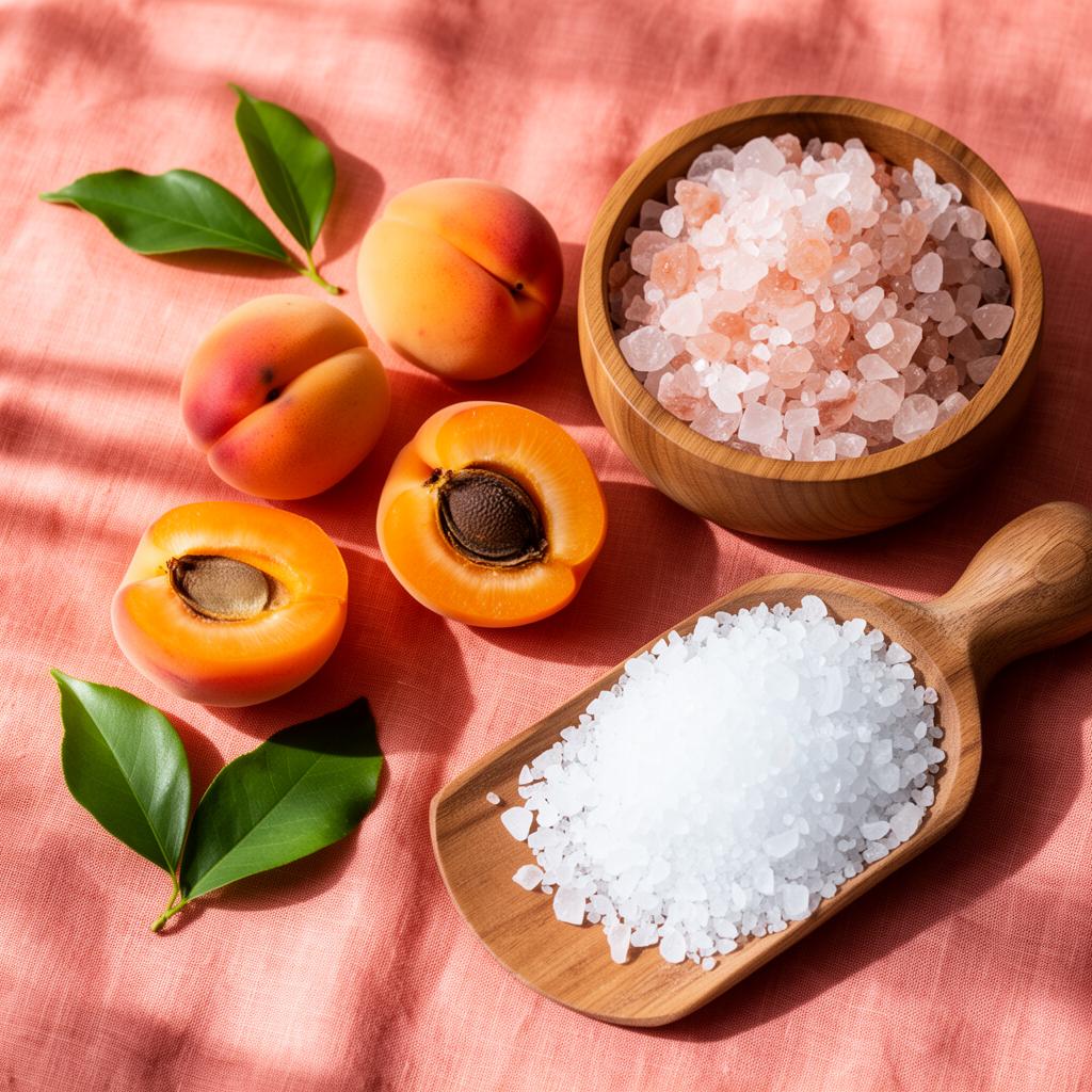 Ingrédients naturels : sel d'Himalaya, sel d'Epsom et abricots