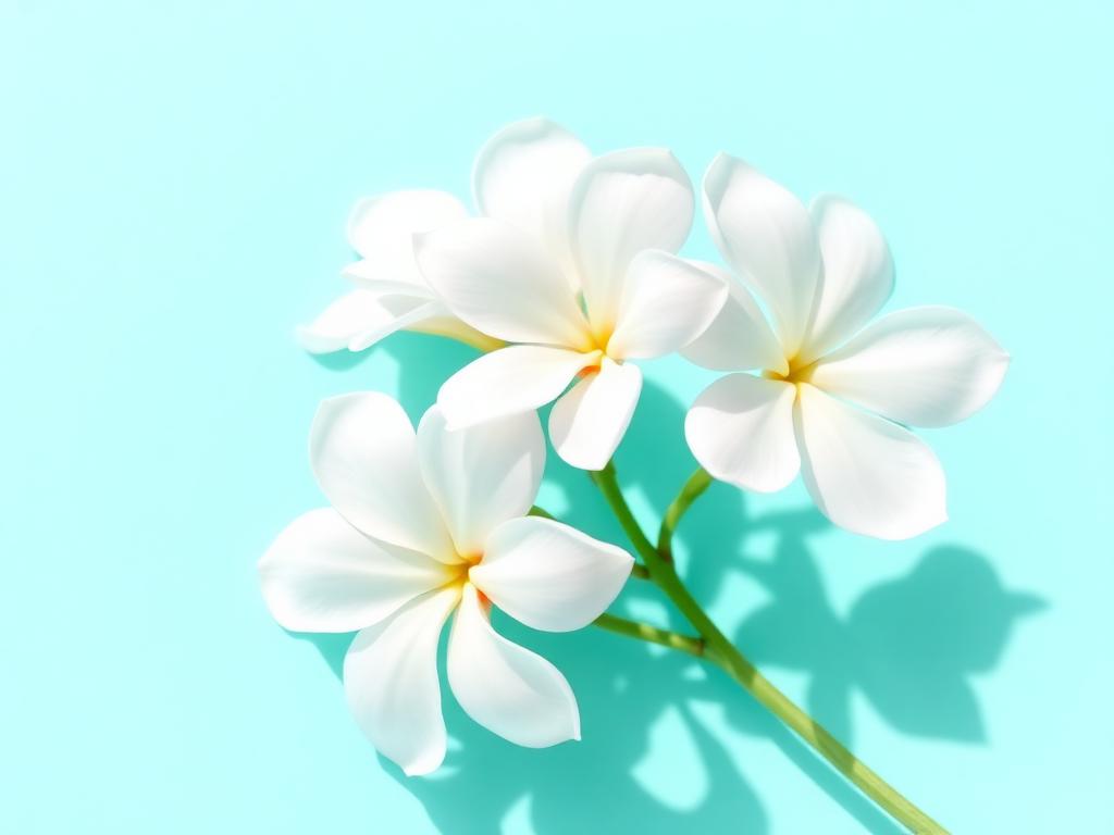Fleurs de frangipanier blanches sur fond turquoise